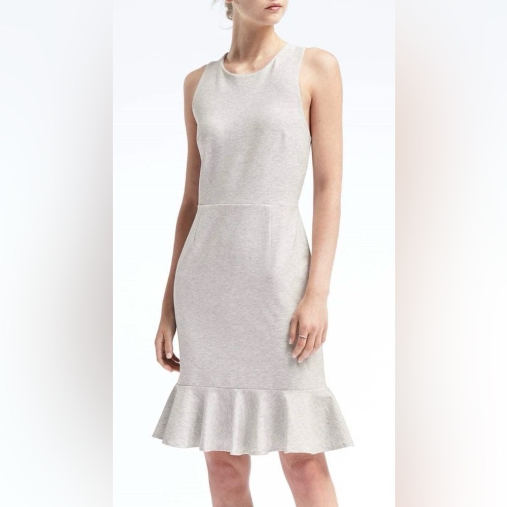 Banana Republic Heather Gray Ponte Cross Back Stretch Midi Dress Size 6 Petite
